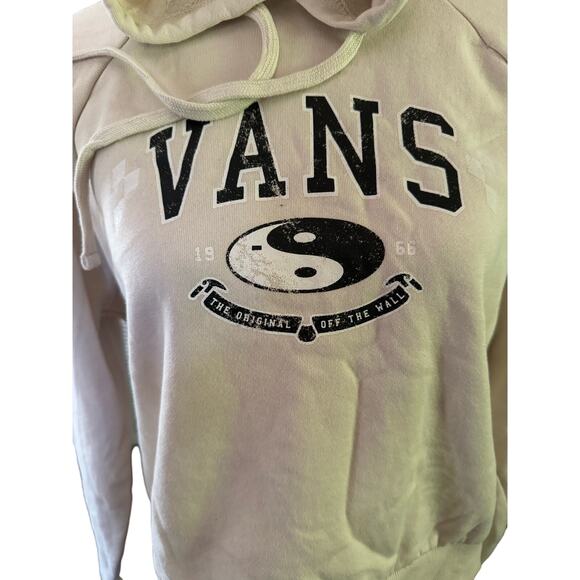 Vans long Sleeve Cream Color Hooded Cropped Sweatshirt with Large Pocket Women M - Picture 1 of 7